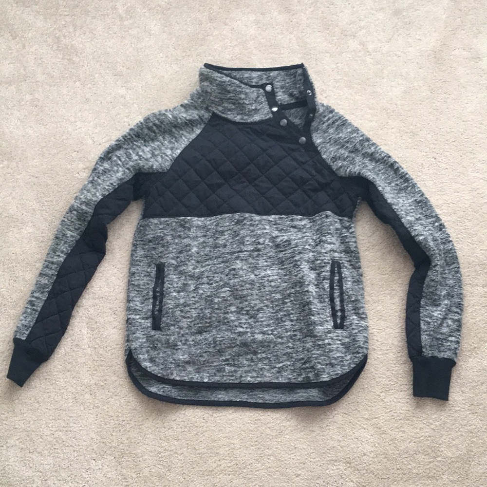 ABERCROMBIE ASYMMETRICAL SNAP-UP FLEECE